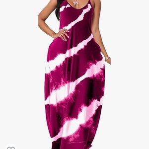 NWT Maxi Dress / Sleeveless , Long , Tie Dye Casual Sundress with Pockets 2XL